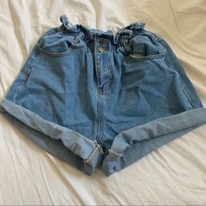 OPEN ROAD DENIM PAPER BAG SHORTS PALE BLUE